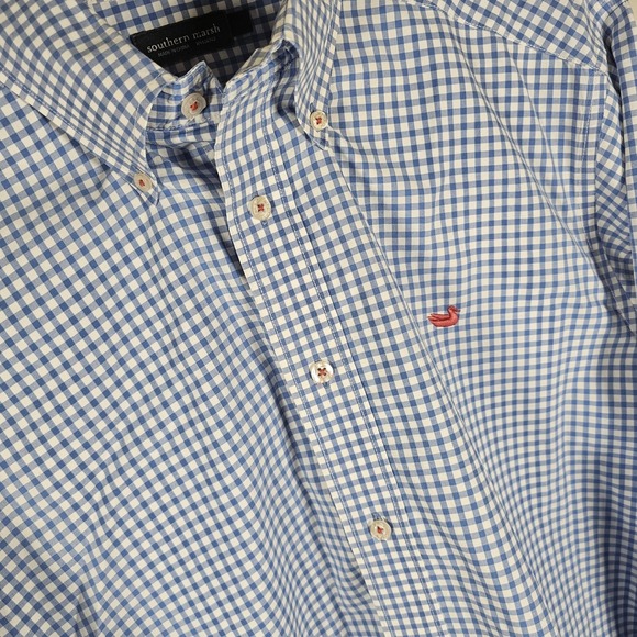 Southern Marsh Other - Southern Marsh Long Sleeve Button Down Gingham Check Blue/White Men's Large